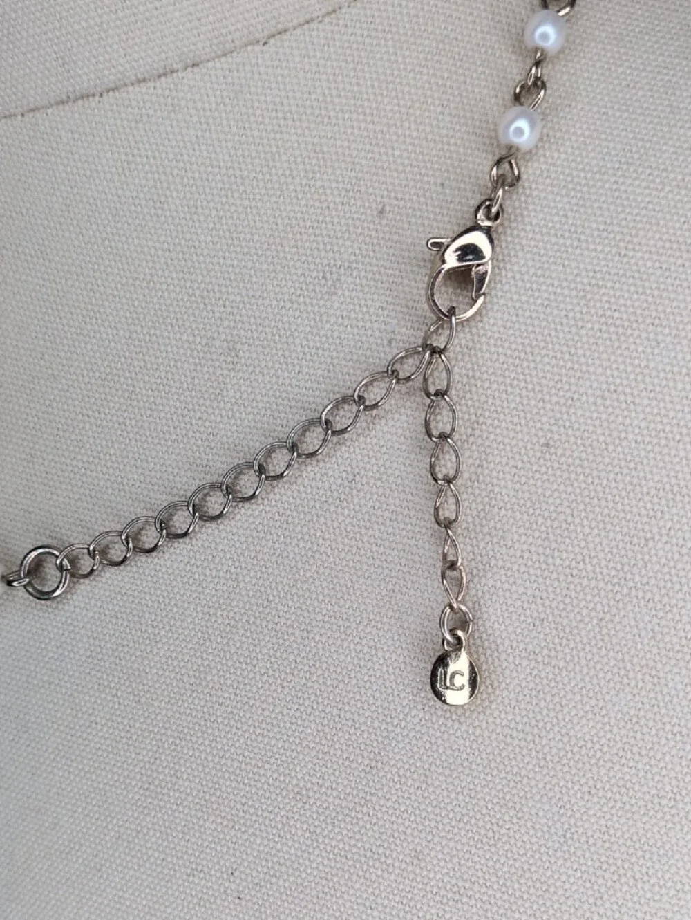Elegant Silver Necklace with Peach Rose and White Beads - Women Jewelry_4